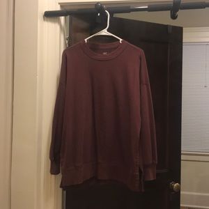 Fleece lined burgundy tunic pullover